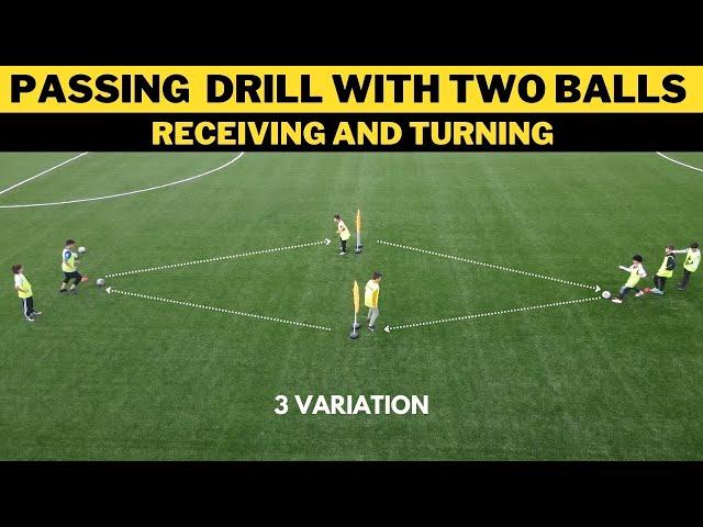 Passing and Receiving Drill With Two Balls | 3 Variation | Football/Soccer