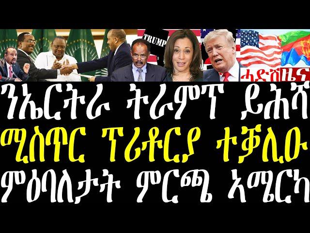 Breaking ንኤርትራ ትራምፕ ከምዝሕሻ ተገሊጹ፣ ብዛዕባ ስምምዕ ፕሪቶርያ ሓደ ሚስጥር ወጺኡ፣ ምዕባለታት ምርጫ ኣሜርካ november 5 2024