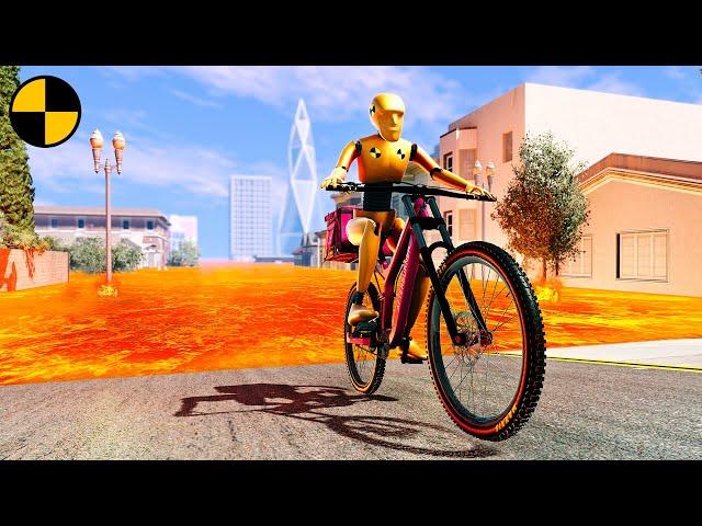 Lava Flood vs Bicycle  BeamNG.Drive