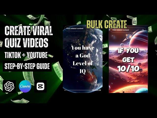 How to Bulk Create Viral Quiz Videos Using Canva and Chatgpt to Make Money on TikTok and Youtube, AI