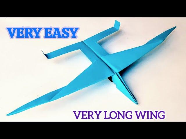 How To Make Paper Airplane that fly far | long wing plane