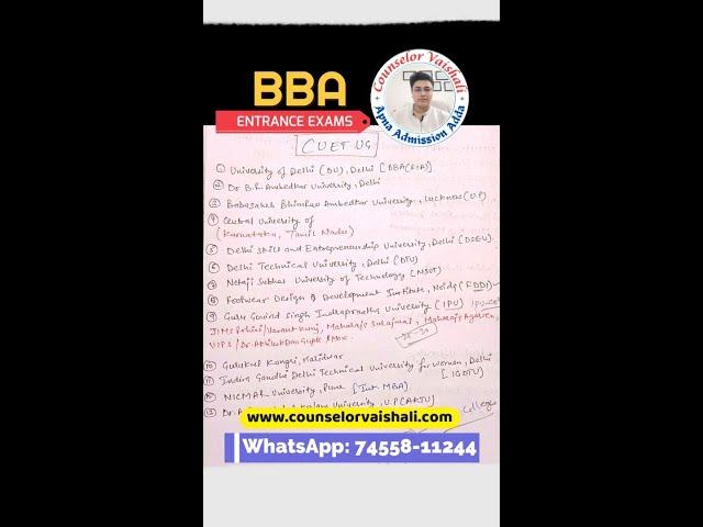 TOP COLLEGES FOR BBA through CUET UG | Entrance Exams for BBA Part 1 | @counselorvaishali #cuet #nta