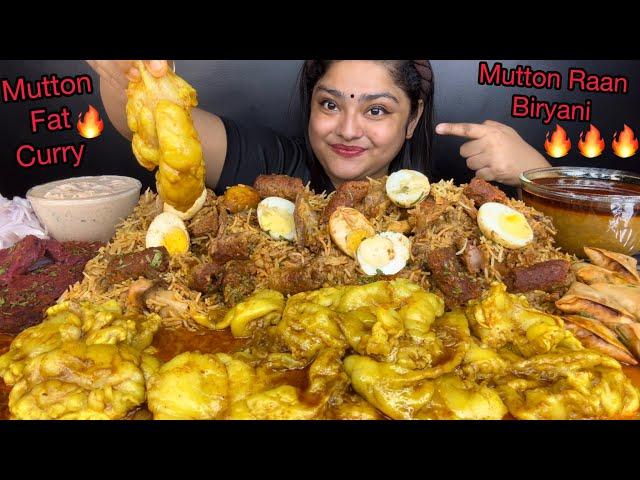 5 KG MUTTON FAT CURRY WITH MUTTON RAAN BIRYANI, MUTTON SAMOSA AND MUTTON KEBAB, ONION RAITA |MUKBANG