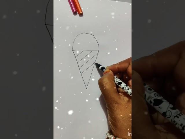 How To Draw Ice cream Cone From Alphabet Letter V | Simple Ice Cream Drawing #drawing #alphabet