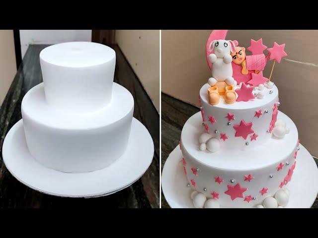 2 Step Cake Fondant Cake Design Birthday Cake Decorating Tutorials