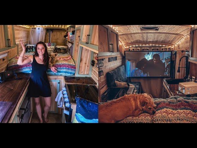 Van Tour | Solo Female Vanlife in Transit Camper Conversion With Oven & Home Theater | Ep.1