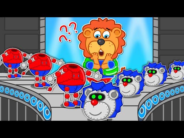 Lion Family | Robot Factory Plays With Robot!  Educational | Video for Kids