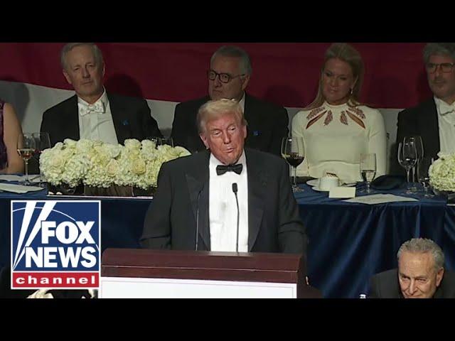 Donald Trump delivers remarks at the Al Smith dinner