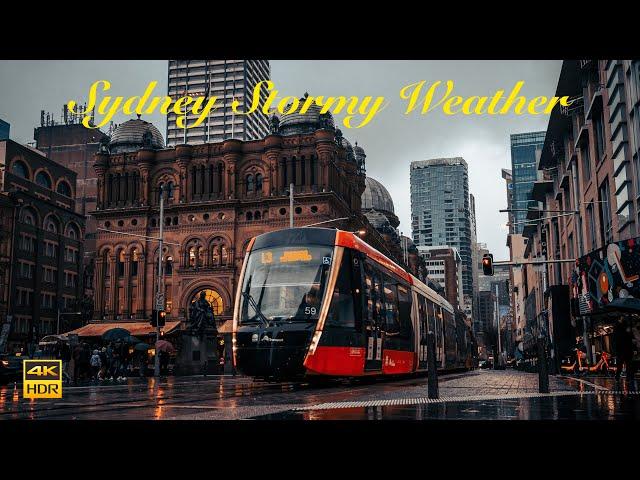 Heavy Storm in Sydney Australia -  George Street and Town Hall | 4K HDR Walking Tour