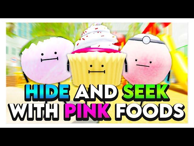 Roblox SECRET STAYCATION HIDE & SEEK WITH PINK FOODS! 