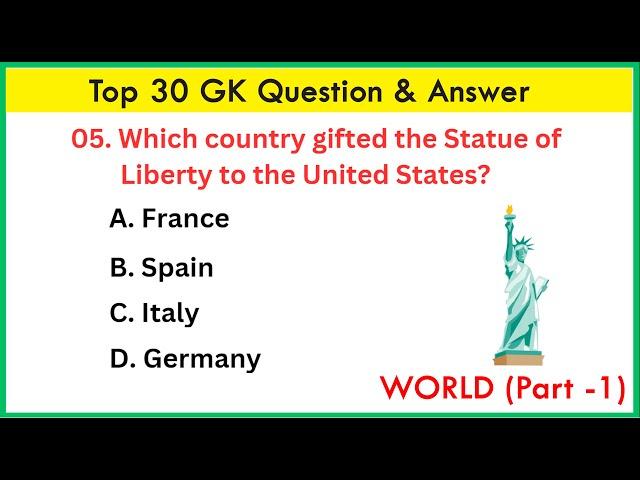 Top 30 World GK question and answer | GK questions and answers | GK | GK question | GK Quiz | GK GS