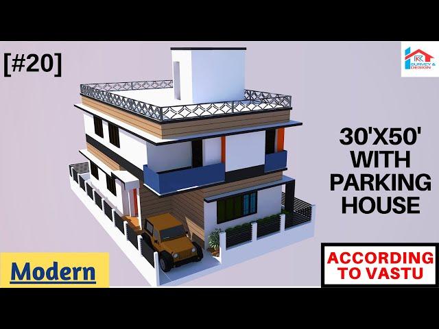 [#20] 30'x50' modern North facing house with parking || RK Survey & Design