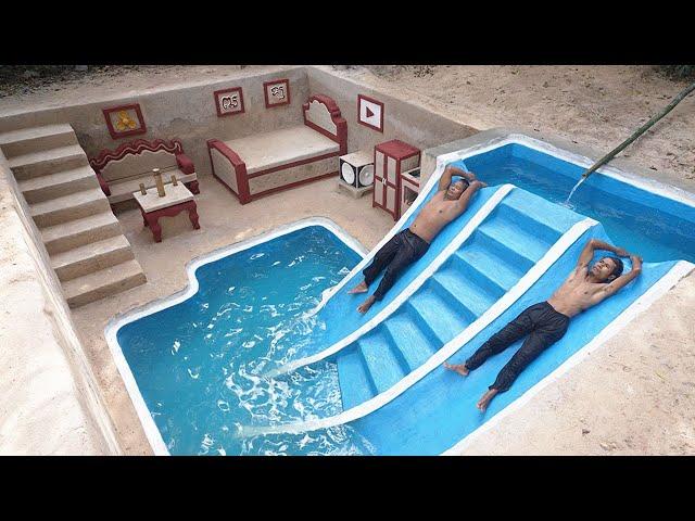 Four months Build Underground House with Private Underground Living Room and Swimming Pool