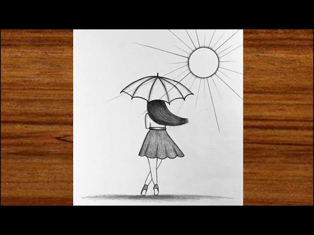 How to draw a girl with umbrella step by step | Easy drawing for girls step by step | Girl drawing