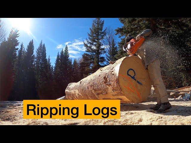 Ripping Logs with a Chainsaw - Free Handing Straight Cuts