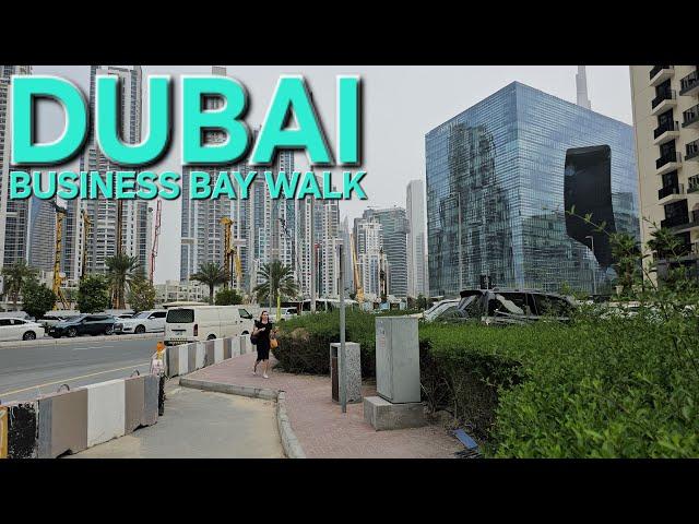 11am Dubai UAE Walk Tour: Business Bay Marasi Drive to Business Bay Metro Station (3.25.24: 4K-UHD)