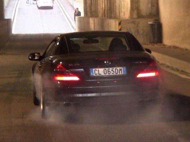 Mercedes SL55 AMG BURNOUT & C63 Acceleration SOUND