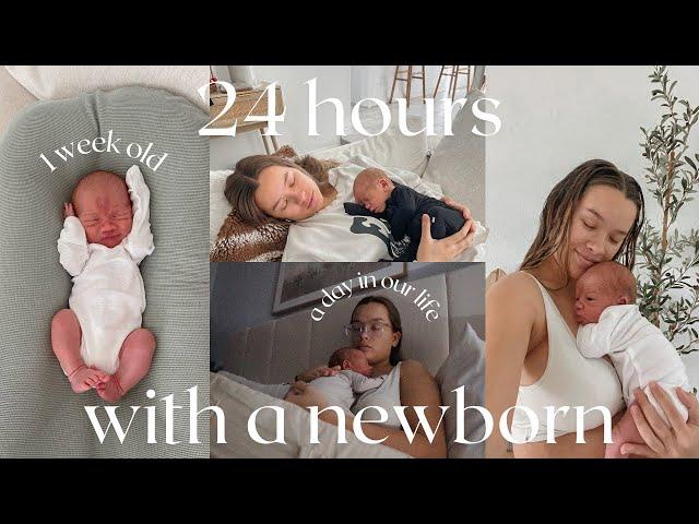 *realistic* 24 HOURS WITH A NEWBORN VLOG | 1 week postpartum 