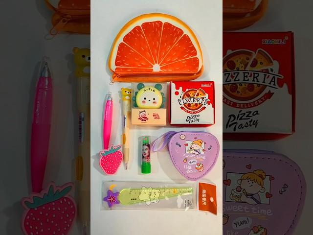 Mega Stationery Collection, Pizza Eraser, Light Pen, Pouch #schoolsupplies #stationery #backtoschool