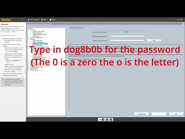 TestOut PC Pro 3.8.11 Configure BIOS/UEFI Security Lab Guide