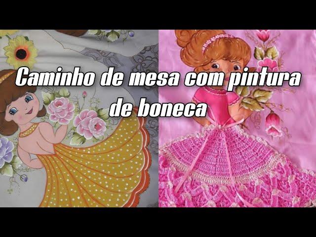 Caminhos de mesa com pintura de  bonequinhas/Simone Art's-Pintura em tecido