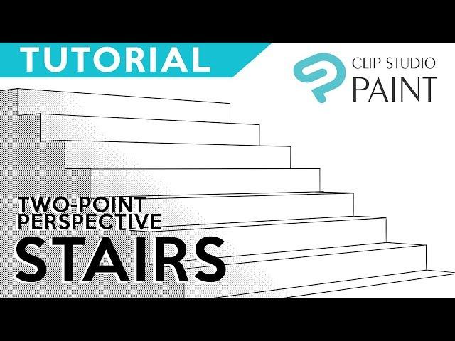 Stairs Drawing Tutorial (2-Point Perspective) 【Clip Studio Paint】