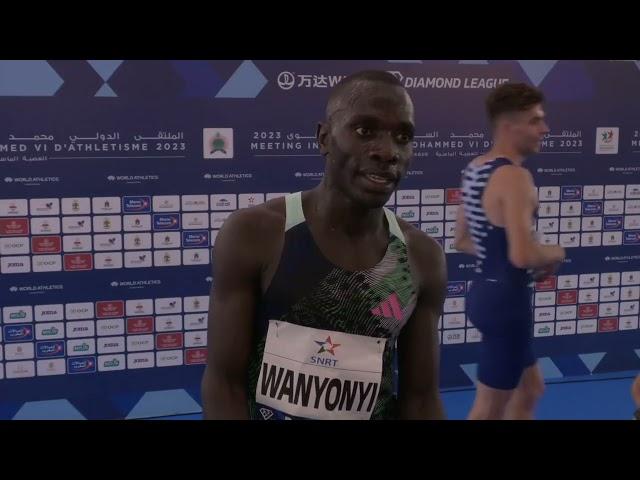 ''I expects 1:44 today' - Emmanuel Wanyonyi (Kenya) / Winner 1:44.36 - Men's 800m at Rabat DL 2023