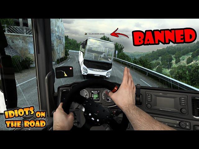 IDIOTS on the road #94 - BANNED crashing a BUS | Real Hands Funny moments - ETS2 Multiplayer