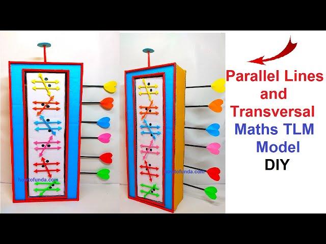 parallel lines and a transversal maths TLM model - diy - easy steps | craftpiller @howtofunda