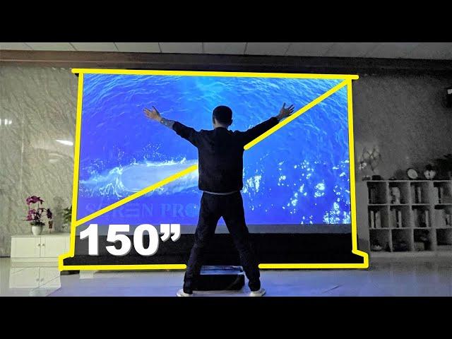 UST Hisense Laser Projector on 150-inch Motorized Floor Rising Screen SCREENPRO ALR Screen