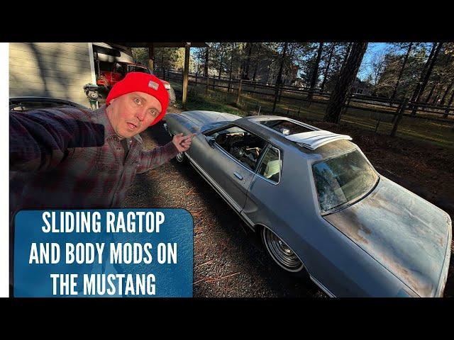 Sliding Ragtop install and Shaved Gas door on the Mustang II