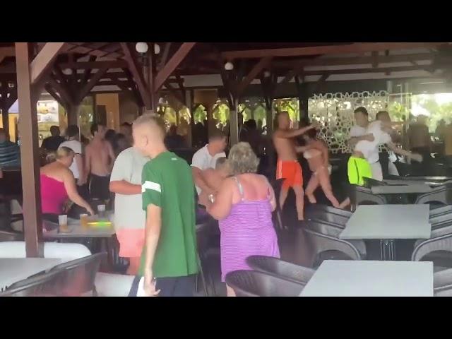 SHOCKING SCENES!!! 40 uk, men/women riot at Julian hotels, Mamaris, Turkey