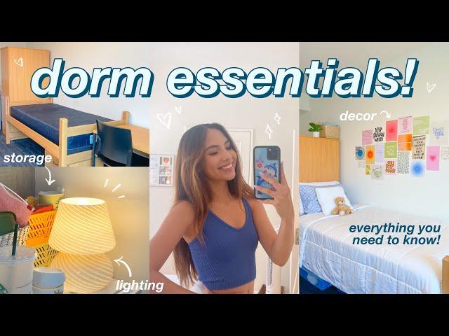 DORM ESSENTIALS!  everything you should bring to college + dorm q+a!