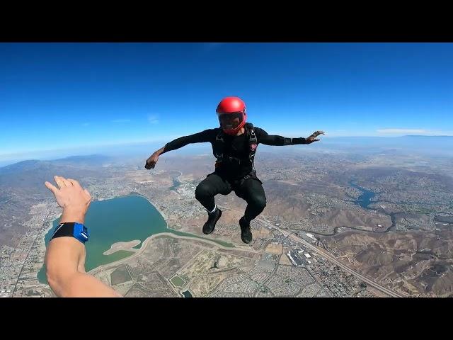 (New RAW series, unedited GoPro) Free fly at skydive Elsinore with tyedie the skydive guy