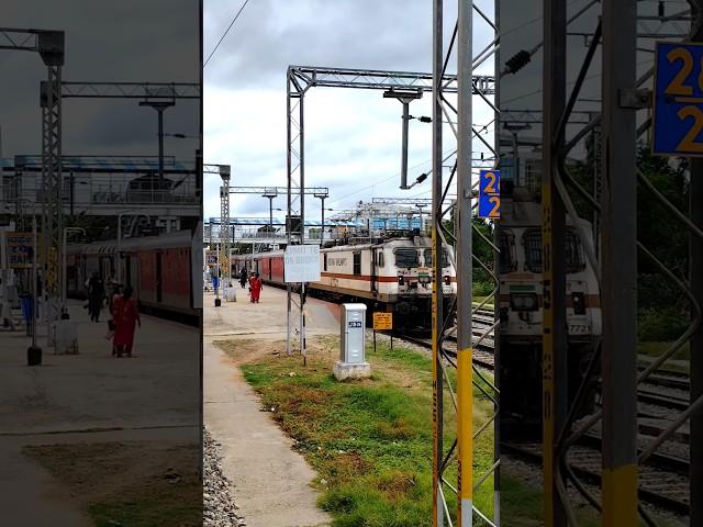 Wap7 locomotive express train at bangarapet  #express #train #railway #transport #shyam_hembram