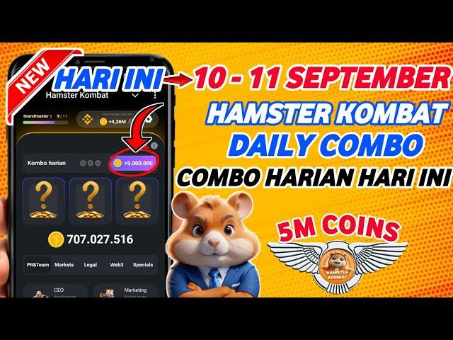 Combo Harian Hamster Kombat Hari Ini 10 - 11 September | Kombo Harian Hamster Kombat Terbaru