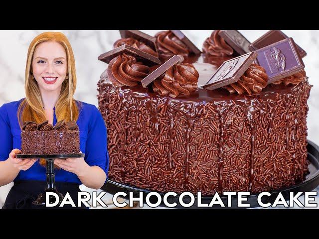 The Best Dark Chocolate Cake Recipe | Extra Rich, Moist & Chocolatey!