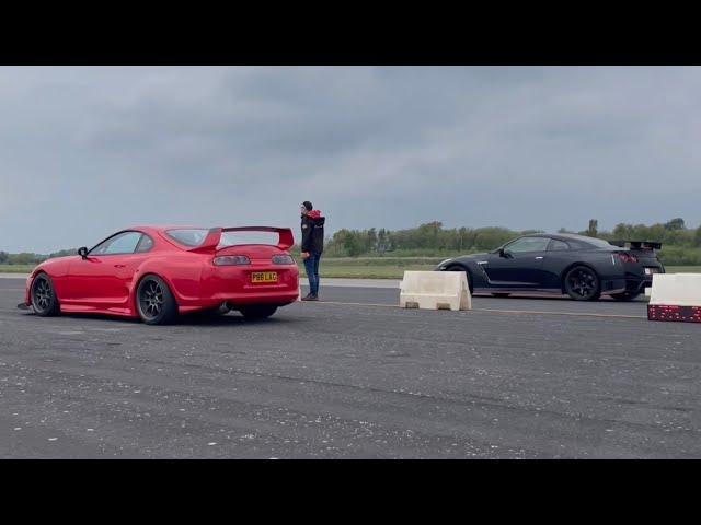 BIG TURBO SUPRA VS ￼R35 NISSAN GTR ** JM RACE WARS EVENT 2 **