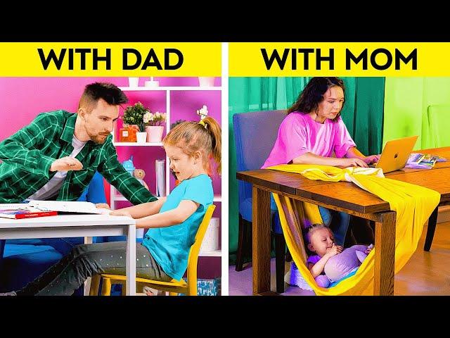 MOM VS DAD || Creative Hacks For Smart Parents By A PLUS SCHOOL