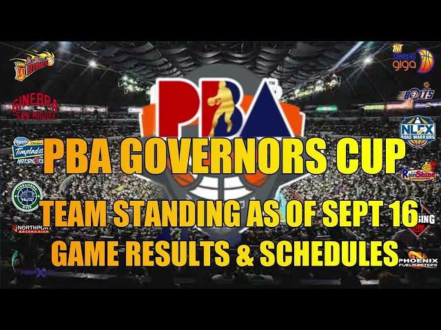 PBA TEAM STANDING AS OF SEPT 16/RESULTS/SCHEDULES/GOVERNORS CUP SEASON 49 #viralvideo #pbaupdates