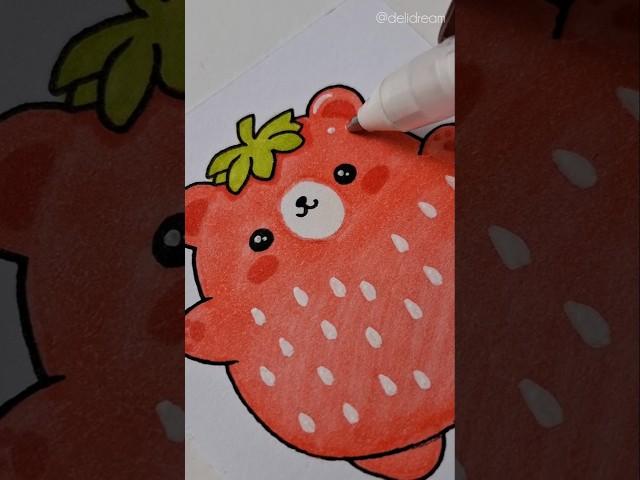 Strawberry+Bear sticker #shorts #howtomake