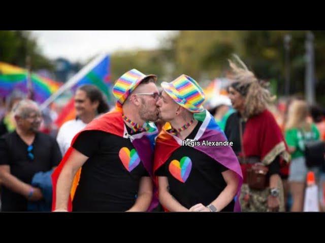 Gay Kissing Lgbtq+ Pride Parade New Zealand  Auckland