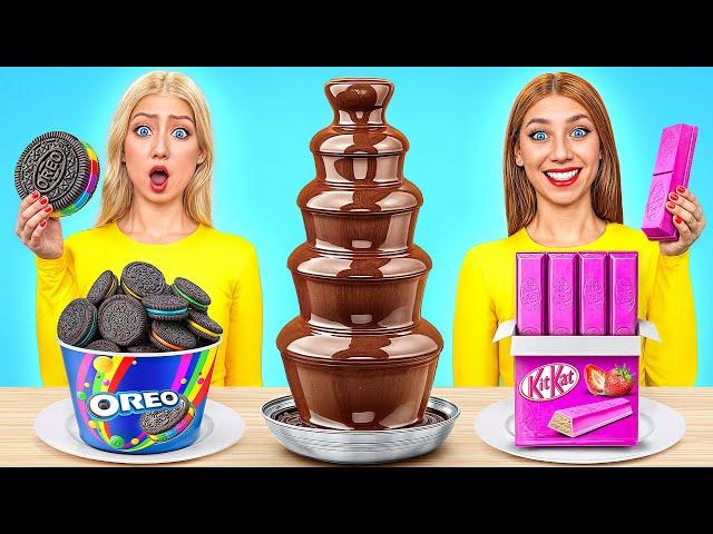 Chocolate Fountain Fondue Challenge | Food Battle by Super Hyper DO