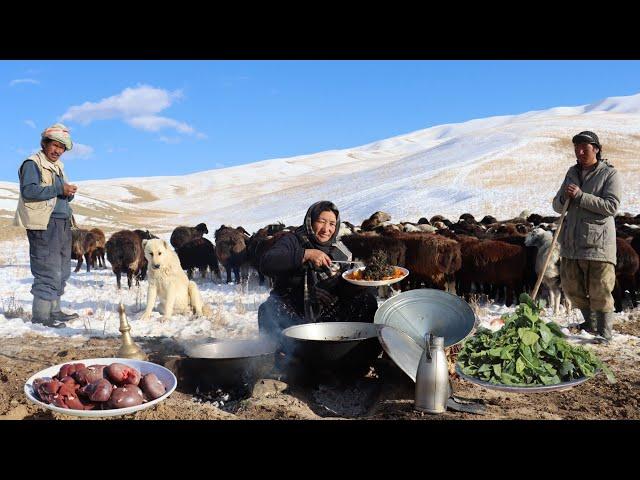 Shepherd’s Life in the Coldest Village of Afghanistan | Shepherd Mother Cooking Traditional Food