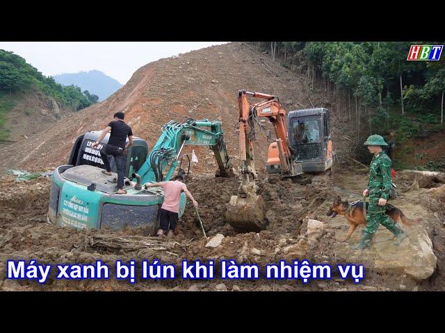 Excavator sinks while on duty - nu bao yen lao cai village