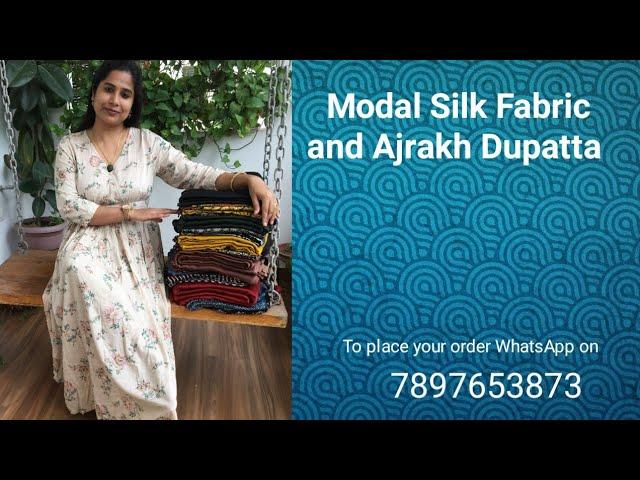 Pure Modal Silk Fabric and Ajrakh Dupatta| #ajrakh #modalsilkfabric #ajrakhdupatta #modalplainfabric