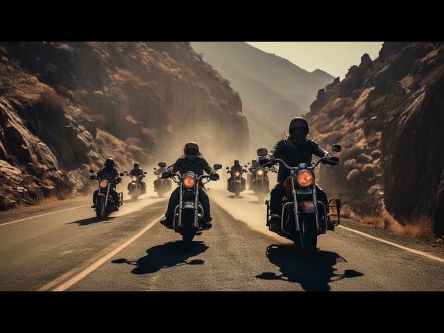 Harley Davidson Bikers in a Mouintain Road. AI Created