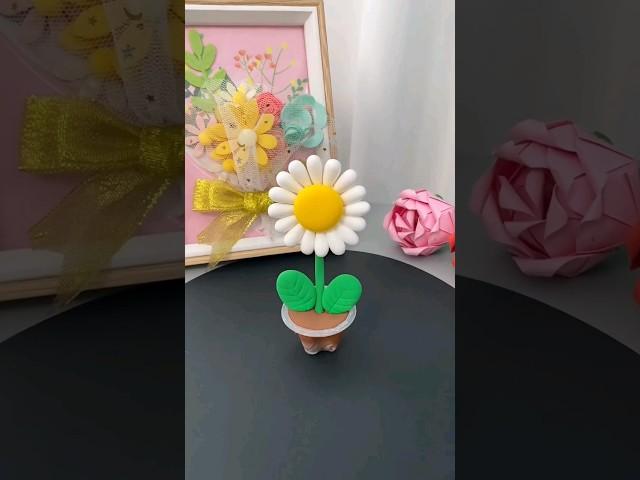 How to make a daisy flower using air dry clay #diycrafts #daisy #flowers #handmade #clayart #diy