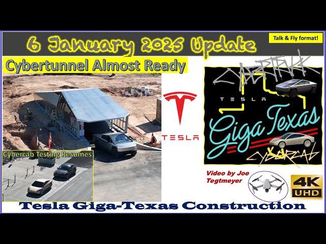 Cold, Cybercab Testing & Cybertruck emerges from Cybertunnel! 6 Jan 2025 Giga Texas Update (07:35AM)