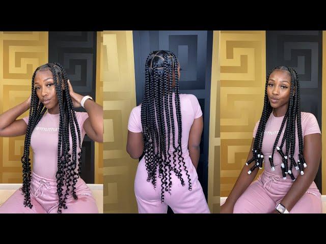 Knotless Large Braids With Curls | Coi Leray Inspired Braids | Ft. Darling USA Braiding Hair